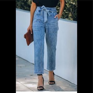 Lenny Pocketed High Rose Denim Pants